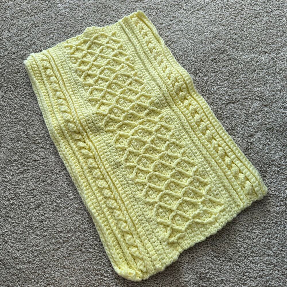 Handmade Knit Yellow Small Table Runner or Large Placemat Approx 20" x 12"